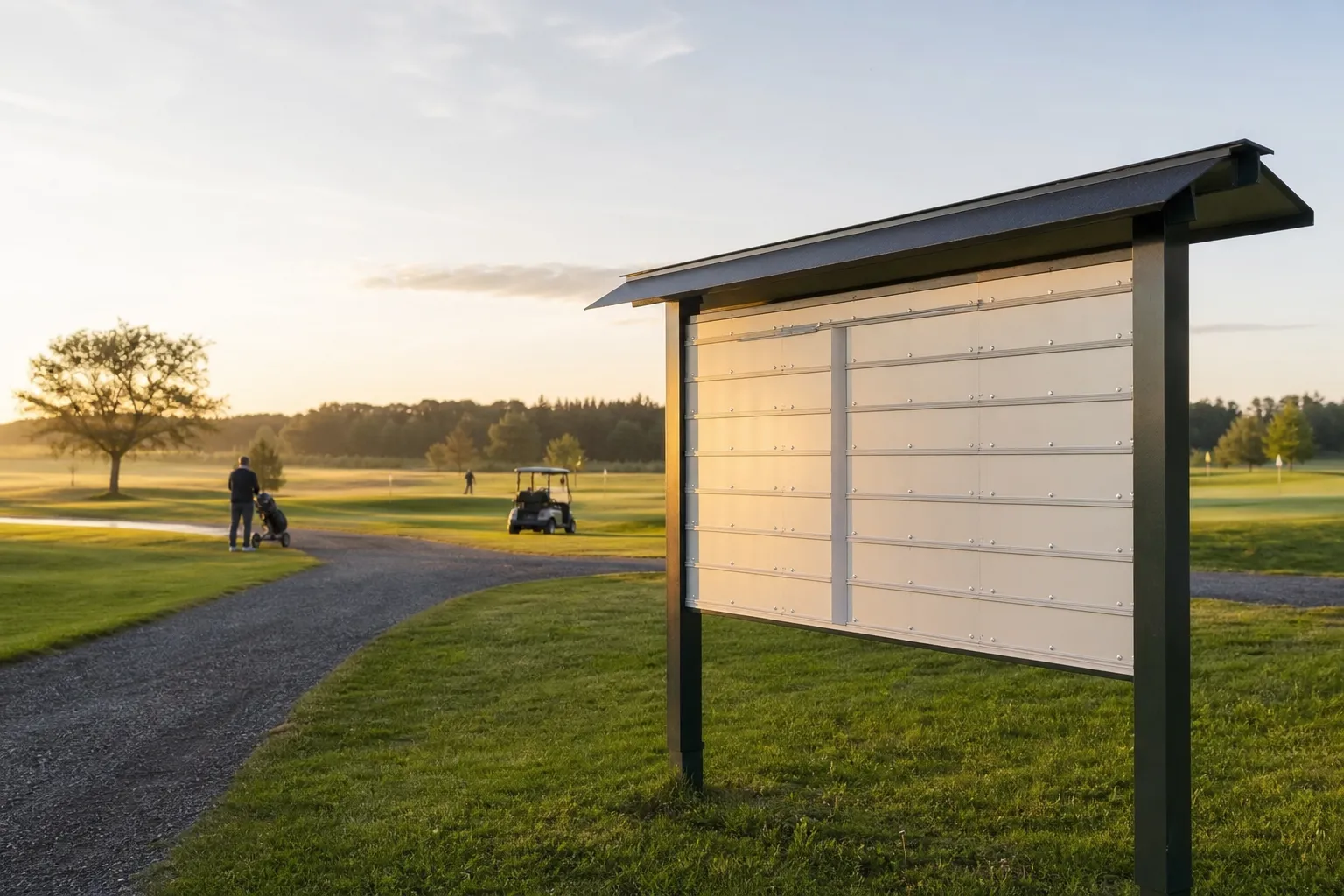 Tom starttavla på en golfklubb tidig morgon, med några lediga tider kvar under dagen